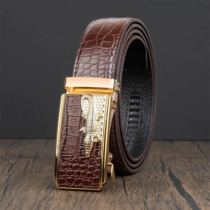 Crocodile Pattern Cinto Masculino Liga Fivela Automática