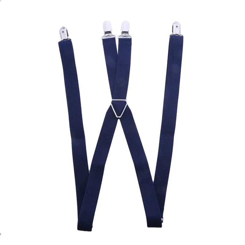 Suspenders Men Adjustable Elastic X Back Pants Women Suspender for Trousers 2.5CM Width 4 Clips Adjustable Elastic Back Braces