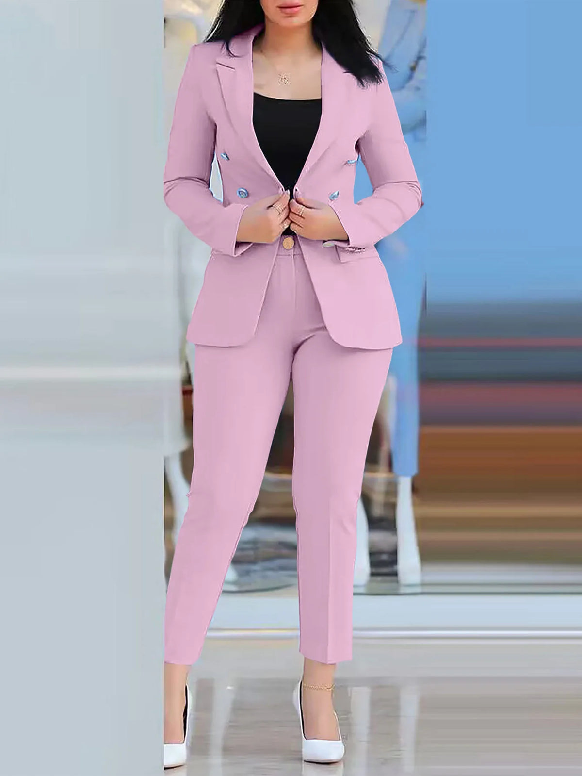 Conjunto de roupas de escritório feminino 2 peças