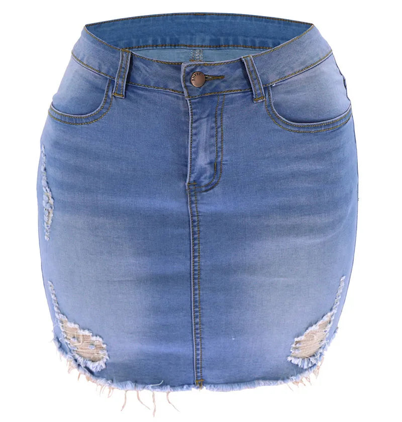 Saia jeans curta feminina casual